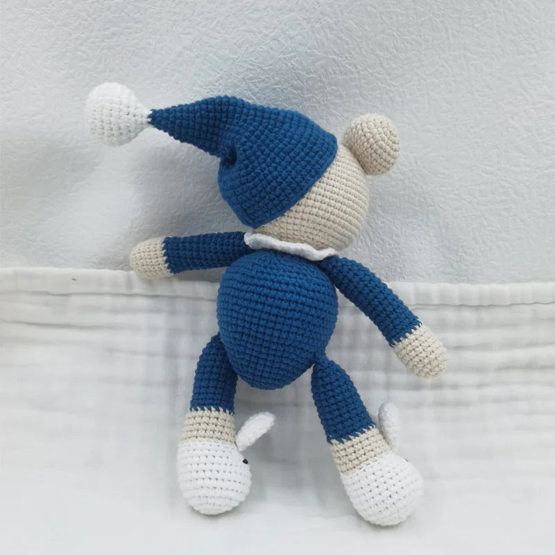 Peluche en tricot Crochet Bear avec jouet de dentition en bois et attache suce