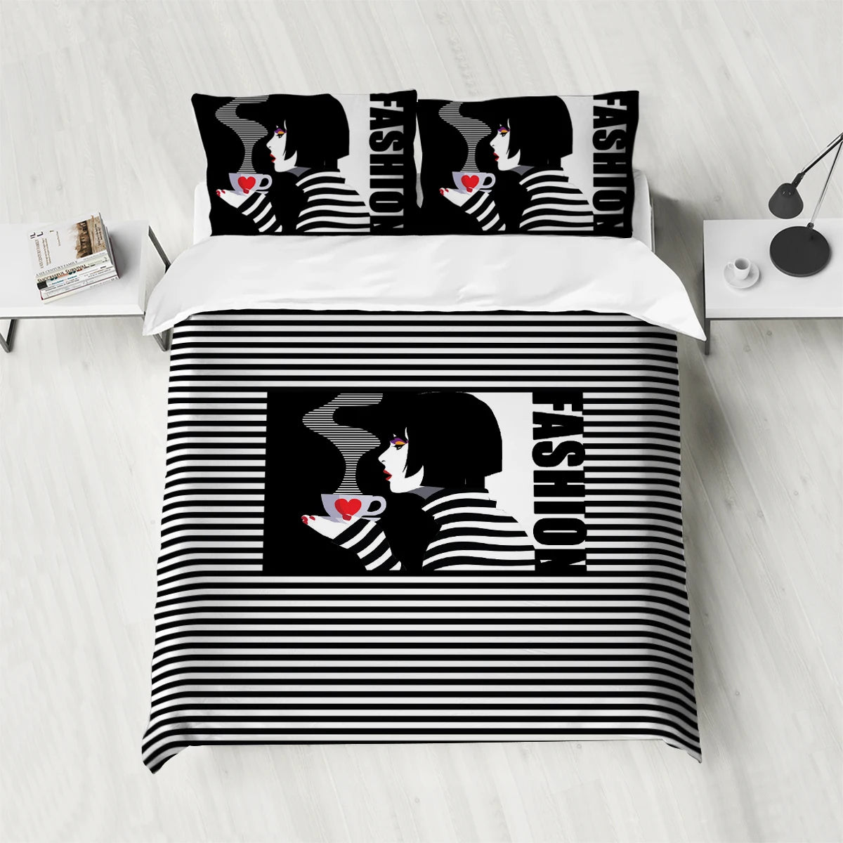 Ensemble de literie Noir et Blanc Manga Girl