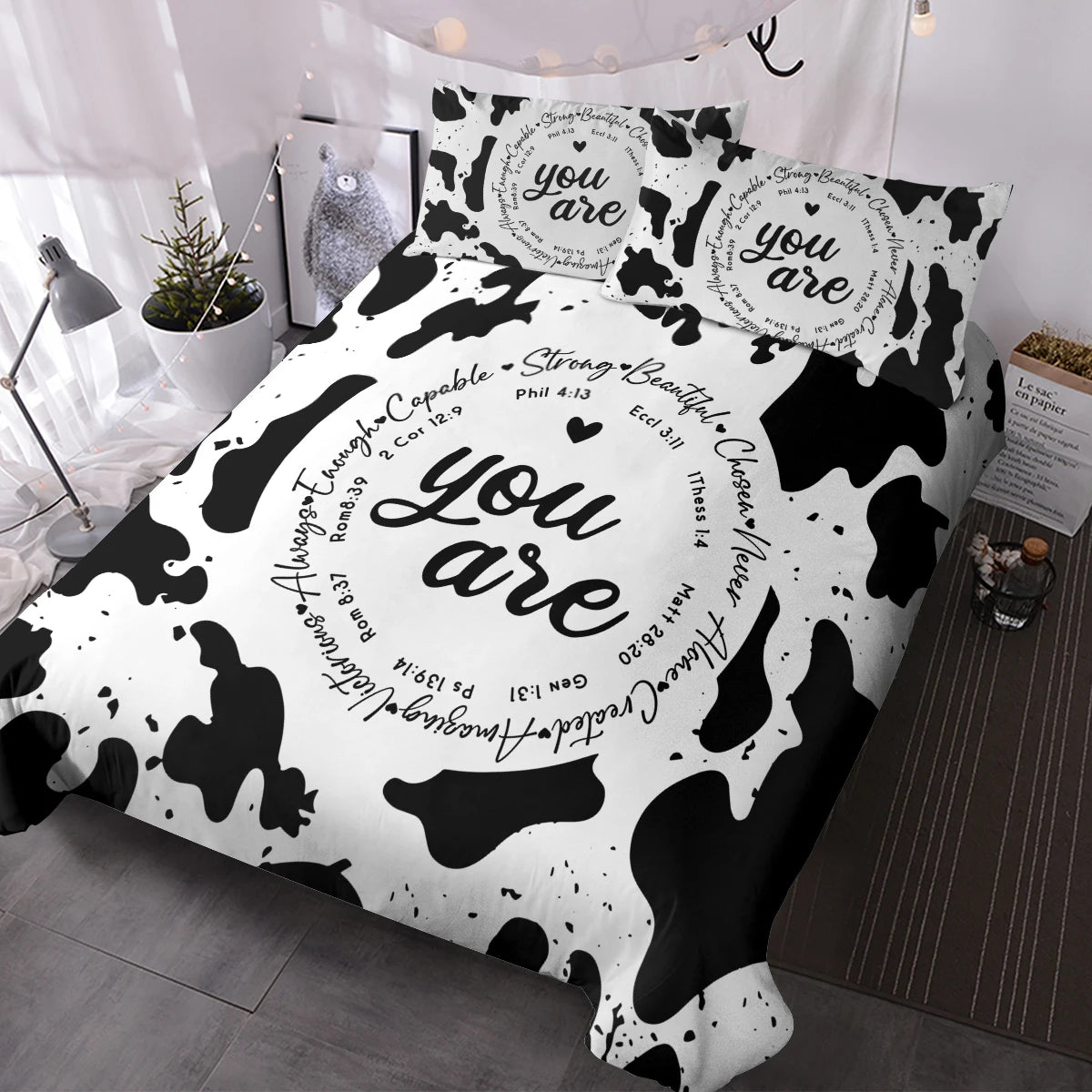Ensemble de literie Noir et Blanc Chic Hand Lettered Bedding Set
