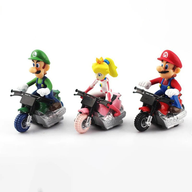 10pcs/set Super Marios Bro Racing Luigi Bowser Peach Yoshi Pull Back