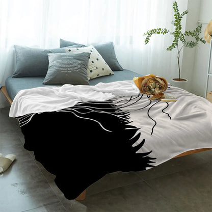 Couverture Flanelle Black White Cat
