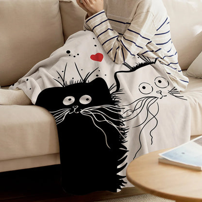 Couverture Flanelle Black White Cat