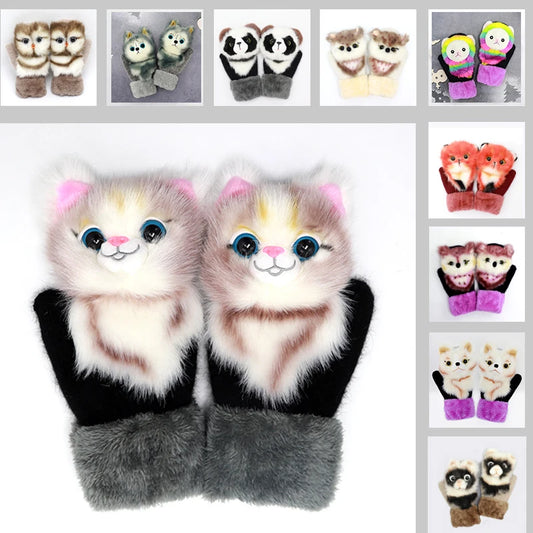 Mitaines Plushy Animals Winter Gloves
