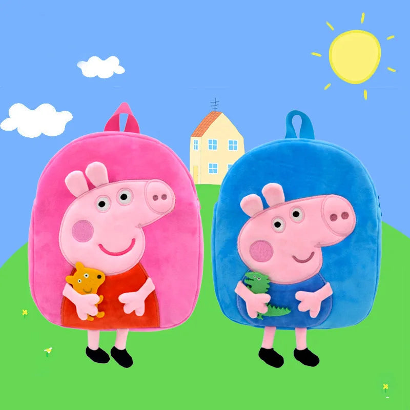 Peppa Pig Qriginal Kawaii Plush Schoolbag Toys Cute Cartoon George Kindergarte Anime Schoolbag Kids Birthday Gifts