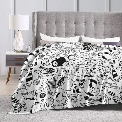 Couverture Flanelle Funny Cat Throw Blanket