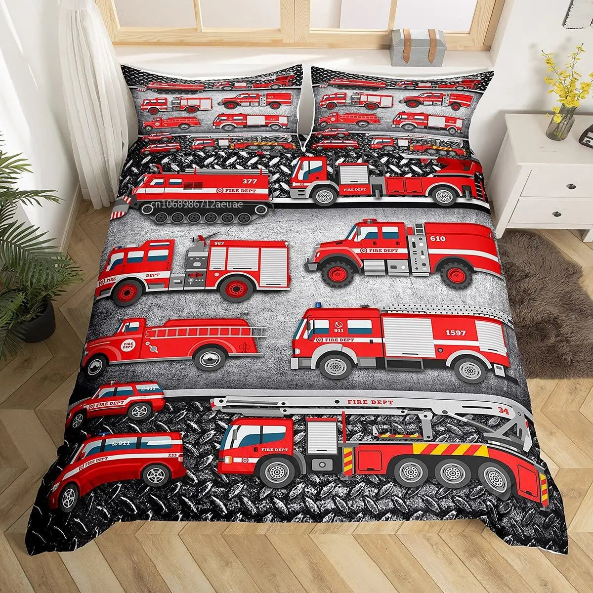 Ensemble de literie Pompiers Firefighter Truck Bedding Set