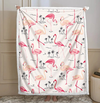 Couverture Flanelle Flamingos Throw Blanket Sherpa