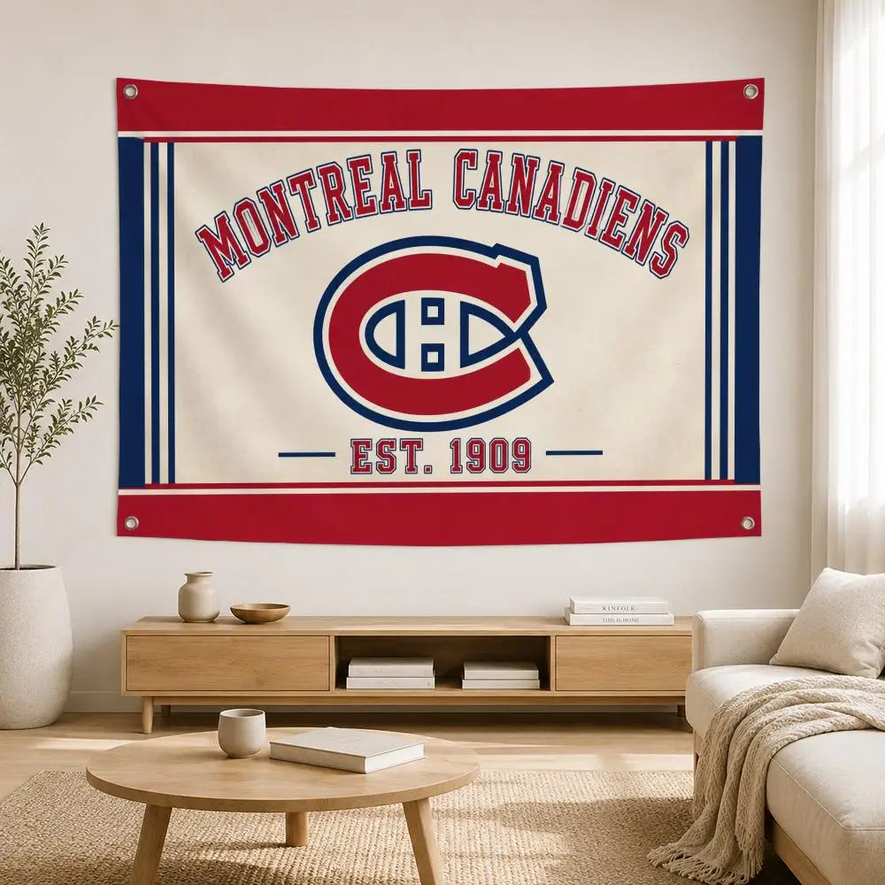 Drapeau mural Montréal Hockey – Décoration sportive pour chambre et salon