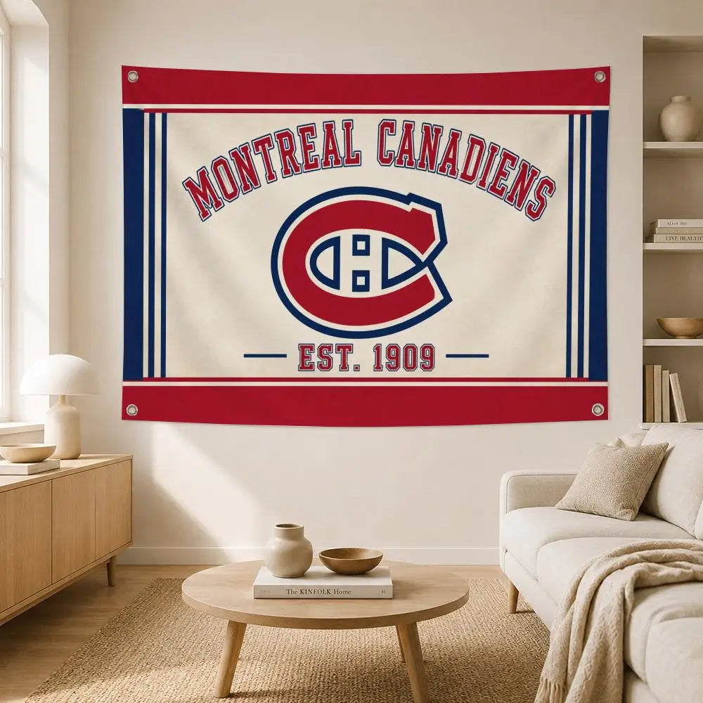 Drapeau mural Montréal Hockey – Décoration sportive pour chambre et salon