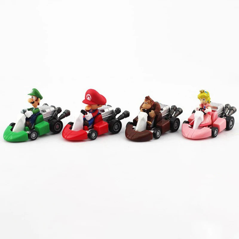 10pcs/set Super Marios Bro Racing Luigi Bowser Peach Yoshi Pull Back