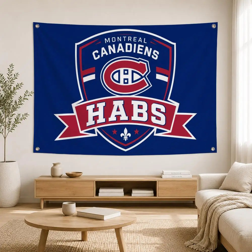 Drapeau mural Montréal Hockey – Décoration sportive pour chambre et salon
