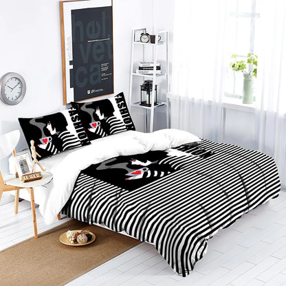 Ensemble de literie Noir et Blanc Manga Girl