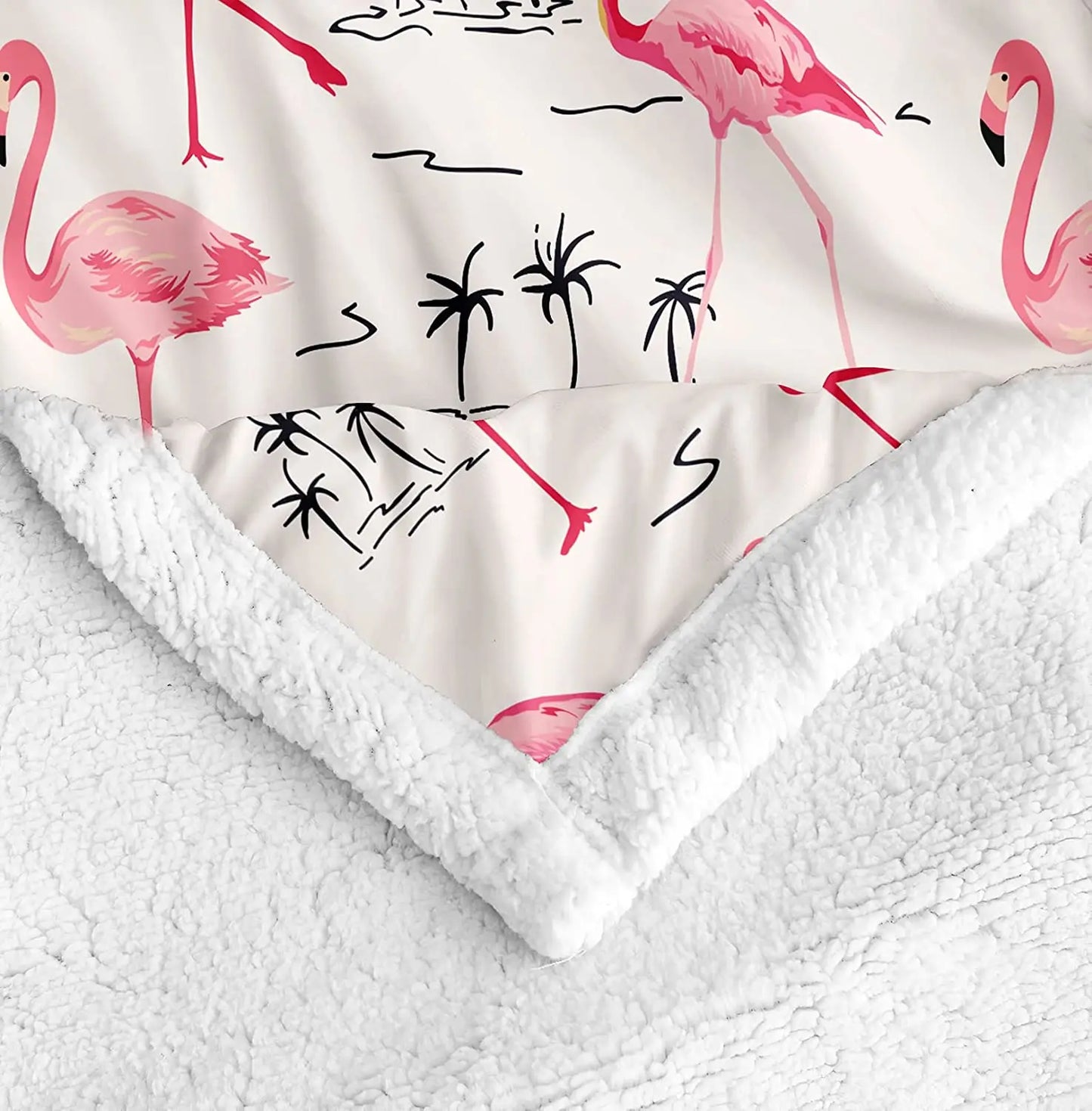 Couverture Flanelle Flamingos Throw Blanket Sherpa