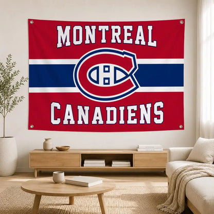 Drapeau mural Montréal Hockey – Décoration sportive pour chambre et salon