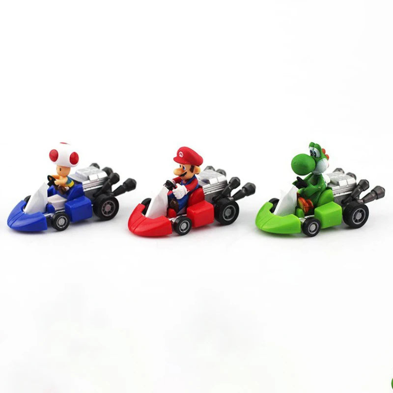 10pcs/set Super Marios Bro Racing Luigi Bowser Peach Yoshi Pull Back