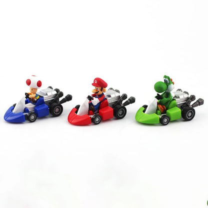 10pcs/set Super Marios Bro Racing Luigi Bowser Peach Yoshi Pull Back