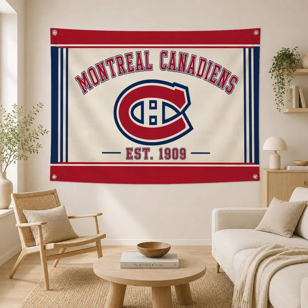 Drapeau mural Montréal Hockey – Décoration sportive pour chambre et salon
