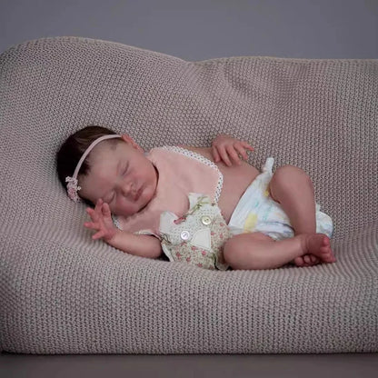 Poupée Newborn Baby Doll Reborn Laura Asleep Full Silicone 48cm