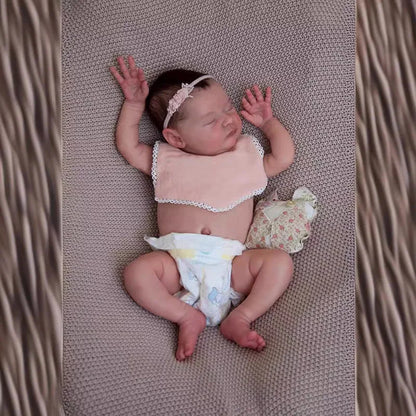 Poupée Newborn Baby Doll Reborn Laura Asleep Full Silicone 48cm