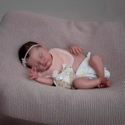 Poupée Newborn Baby Doll Reborn Laura Asleep Full Silicone 48cm