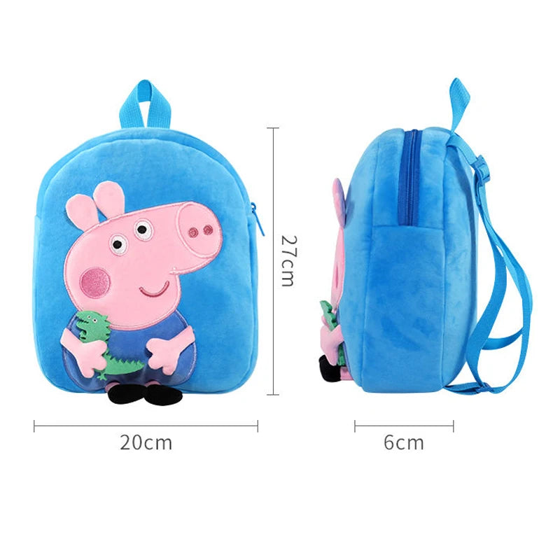 Peppa Pig Qriginal Kawaii Plush Schoolbag Toys Cute Cartoon George Kindergarte Anime Schoolbag Kids Birthday Gifts